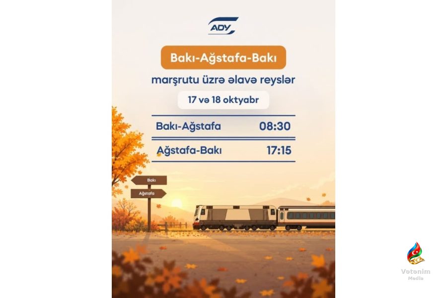 Bakı–Ağstafa–Bakı xəttində oktyabrın 17-18-də əlavə reyslər olacaq