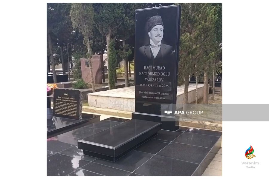 Hacı Murad Yagizarovun məzar daşı II Fəxri xiyabanda ucaldılıb
