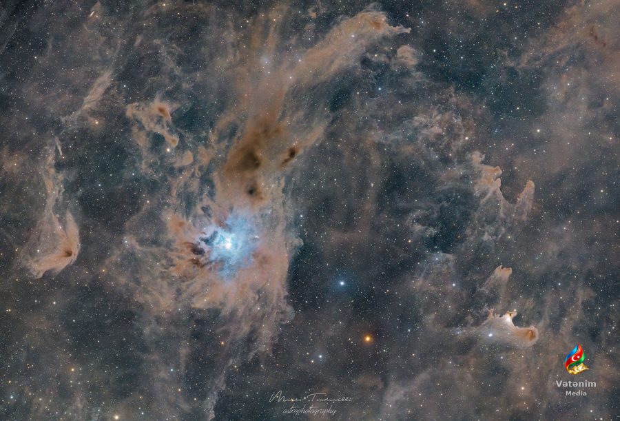 Cepheus Flare bölgəsindəki Ghost Nebula-da ulduz yaranmasının izləri görünür