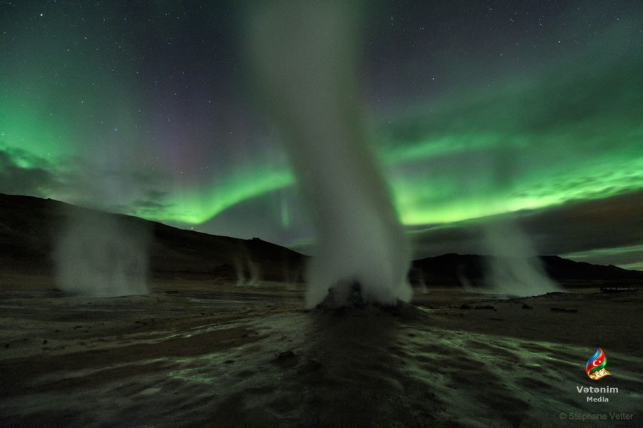 NASA: İslandiyadakı geomaqnit fırtınası səmanı yaşıl auroralarla işıqlandırıb